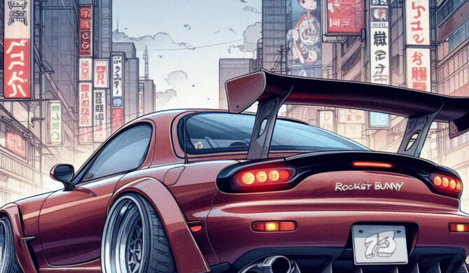 Mazda RX-7 FD with widebody kit Artwork by Sebastian Motsch